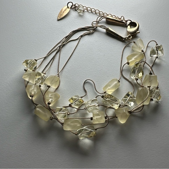 Coldwater Creek Gold Tone Triple Strand Geometric Glass Beaded Necklace 5351 R - Picture 10 of 11